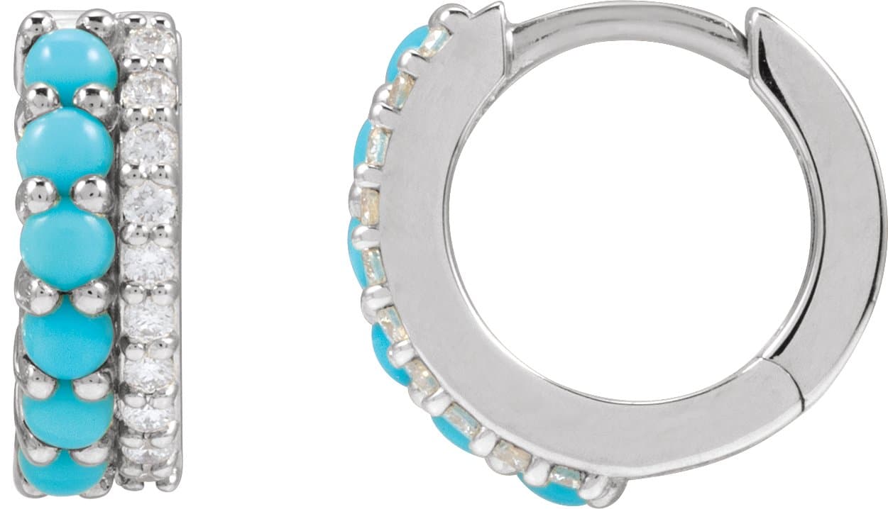 Accented Cabochon Hoop Earrings view 2