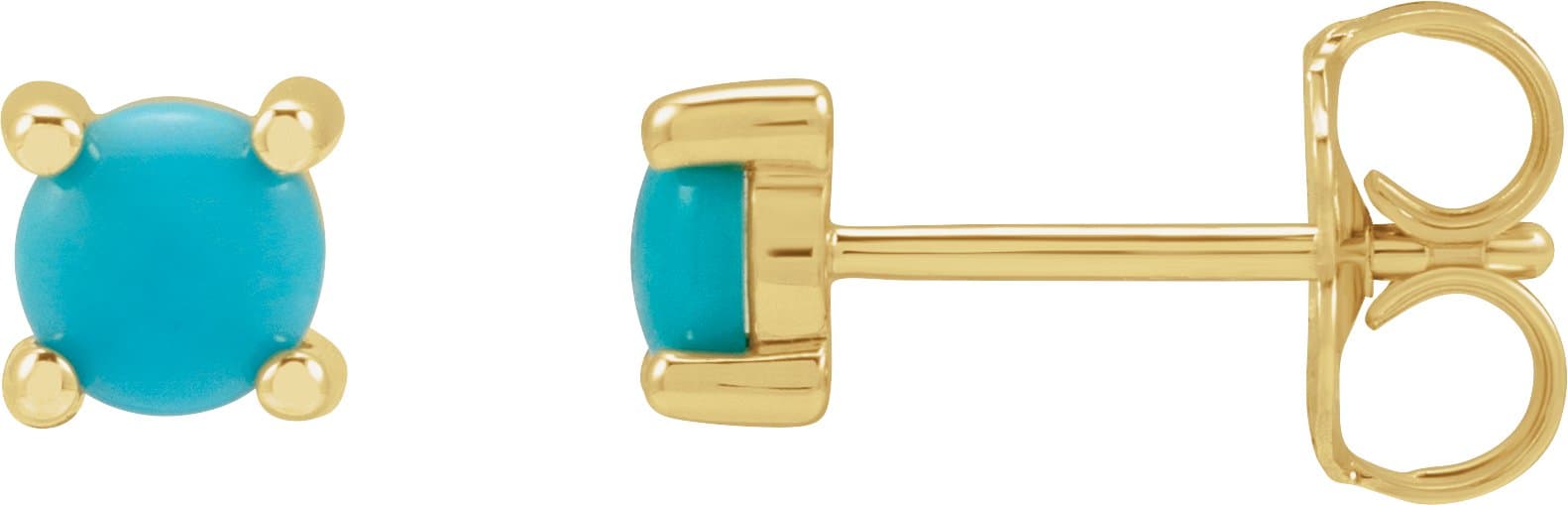 14K Rose 4 mm Natural Turquoise Earrings
