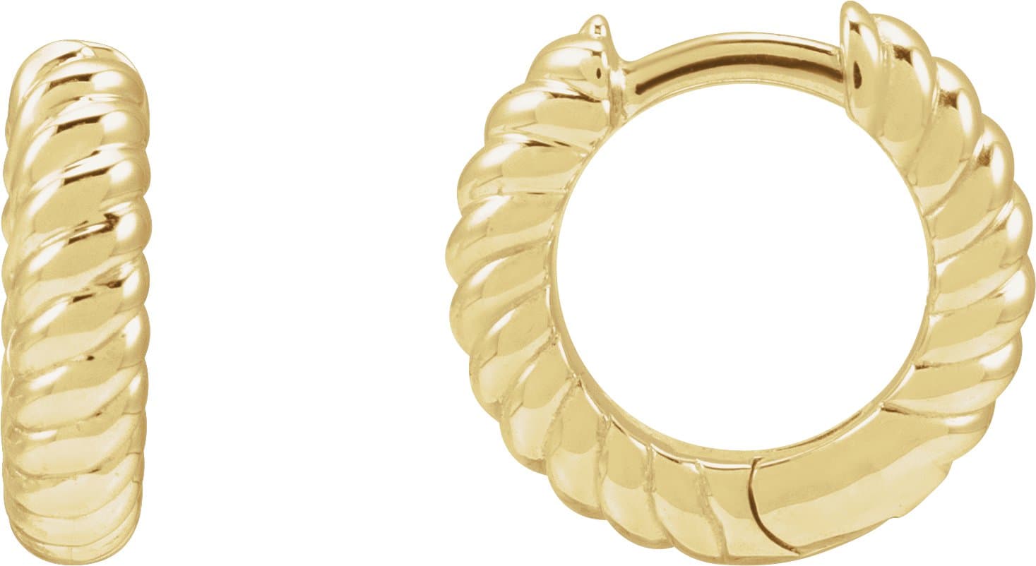 14K Rose Hinged Rope Hoop Earrings