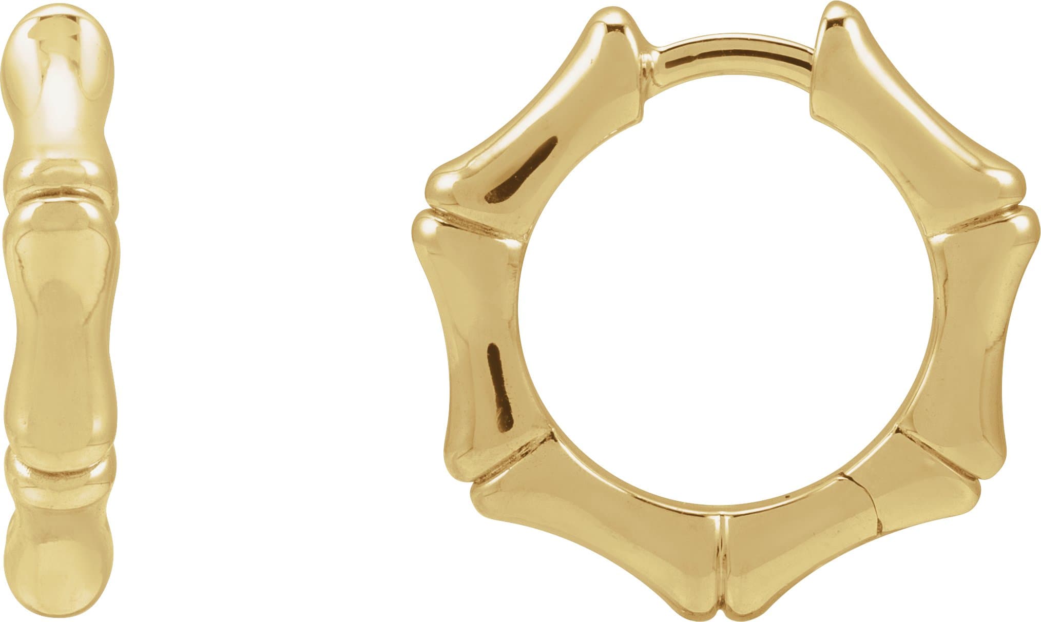 14K Rose Hinged Bamboo 15.5 mm Hoop Earrings