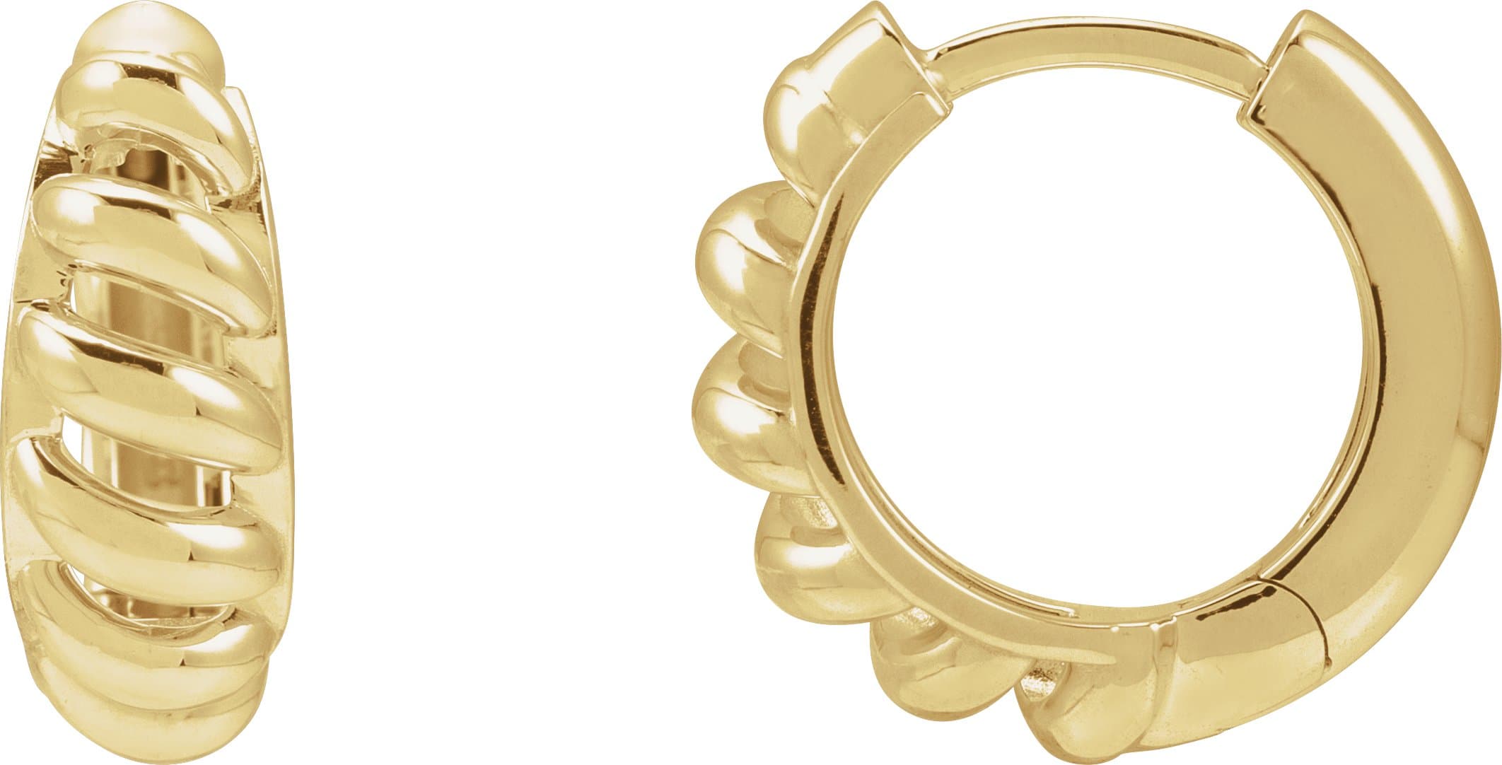 14K Rose Left Rope Dome 15.3 mm Hoop Earring