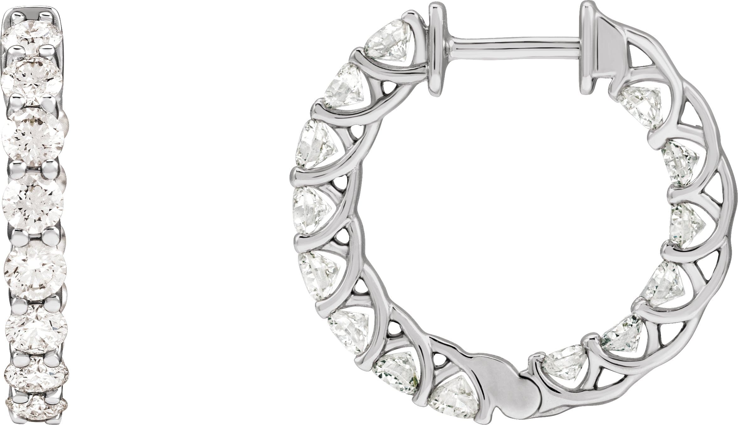 14K Rose 2 1/5 CTW Lab-Grown Diamond Inside-Outside 19.7 mm Hoop Earrings