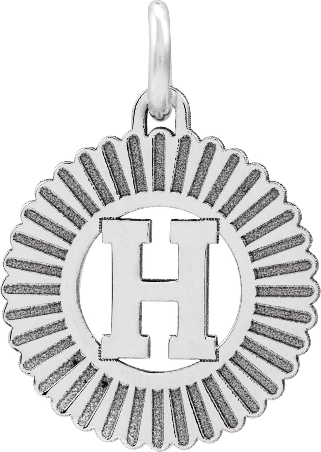 10K White Gold Initial A Sunburst Pendant