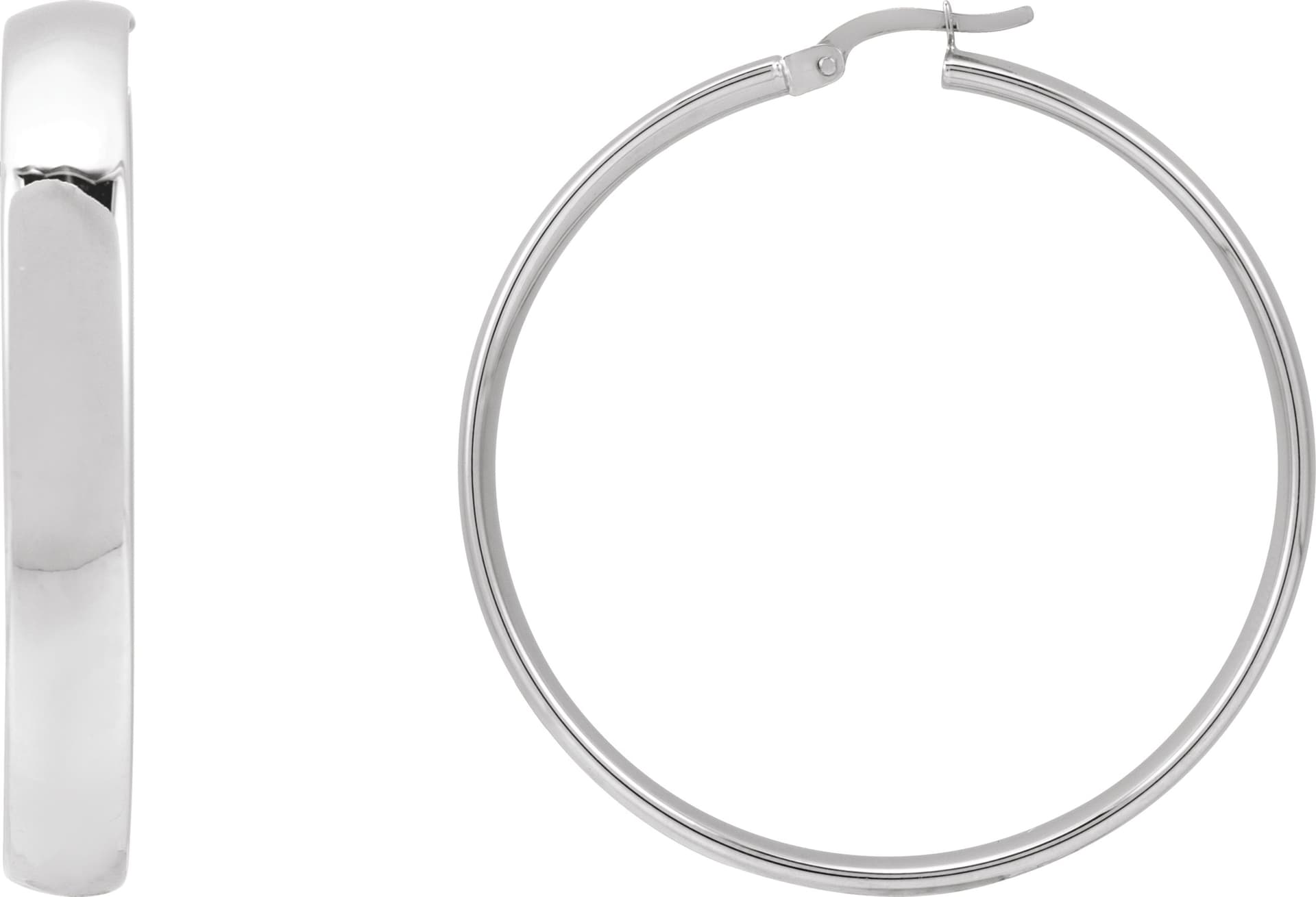 14K White 20 mm Tube Hoop Earrings