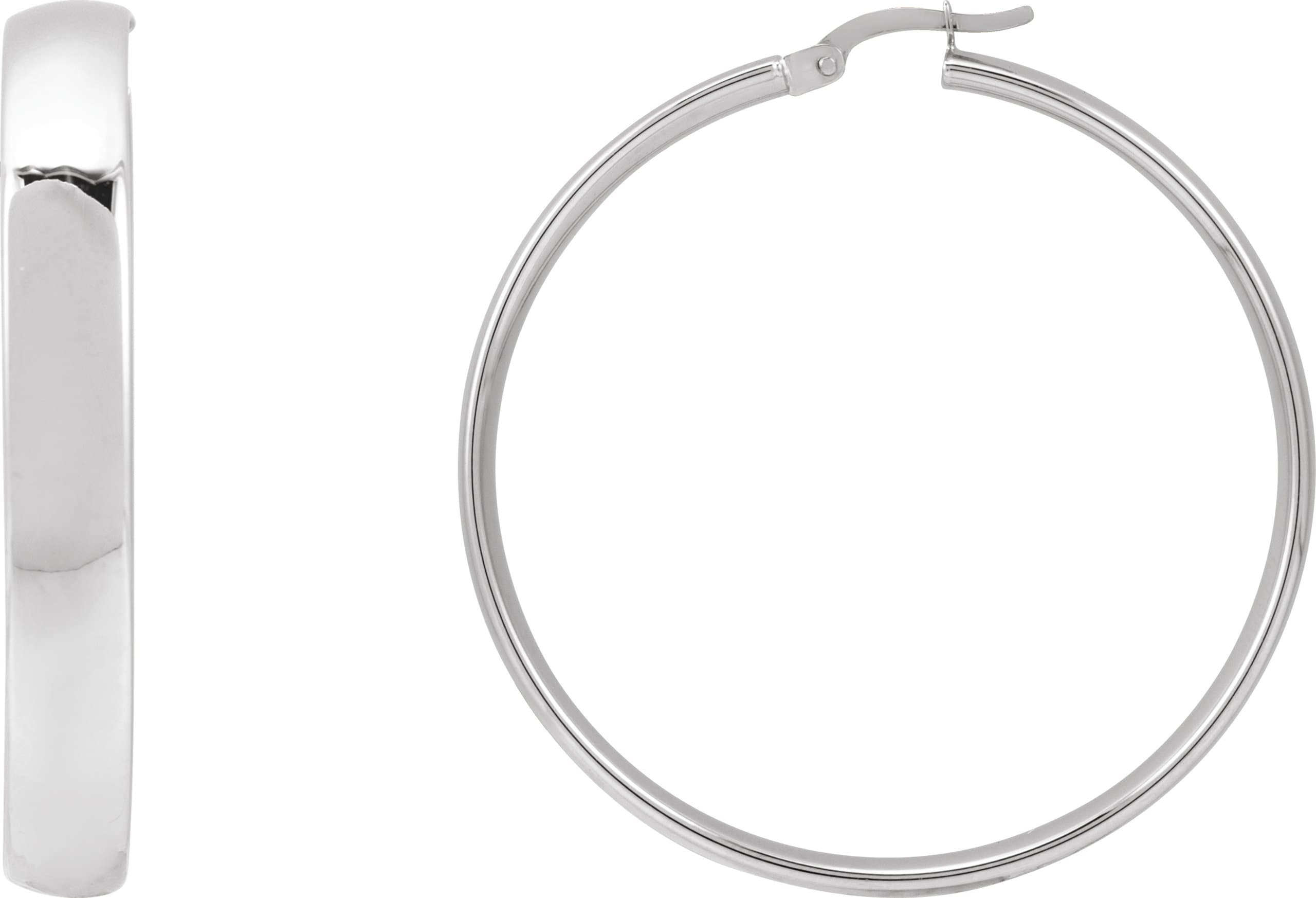 14K White 20 mm Tube Hoop Earrings
