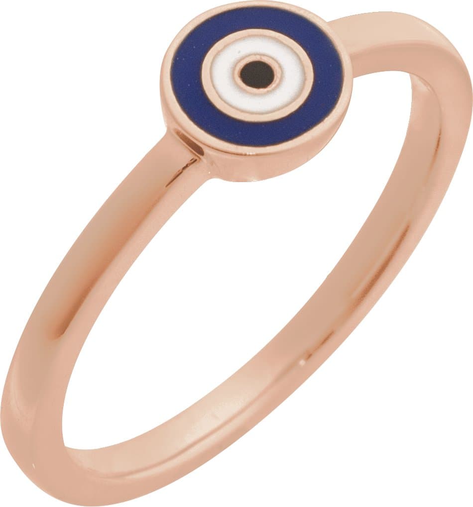 14K Rose Evil Eye Ring
