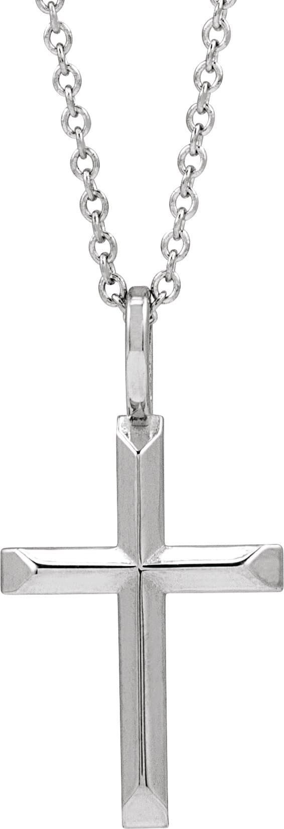 14K Yellow Knife-Edge Cross 16-18 Necklace