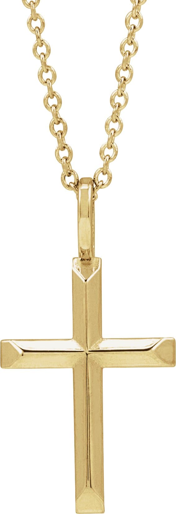 14K Yellow Knife-Edge Cross 16-18 Necklace