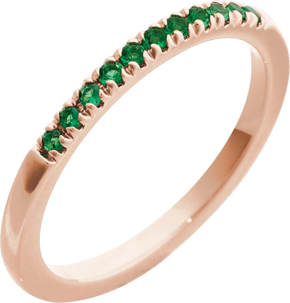 14K Rose Lab-Grown Emerald Stackable Ring