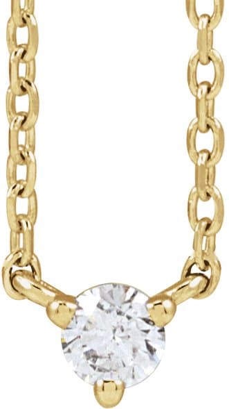 14K White 1/10 CT Natural Diamond 3-Prong 18 Necklace