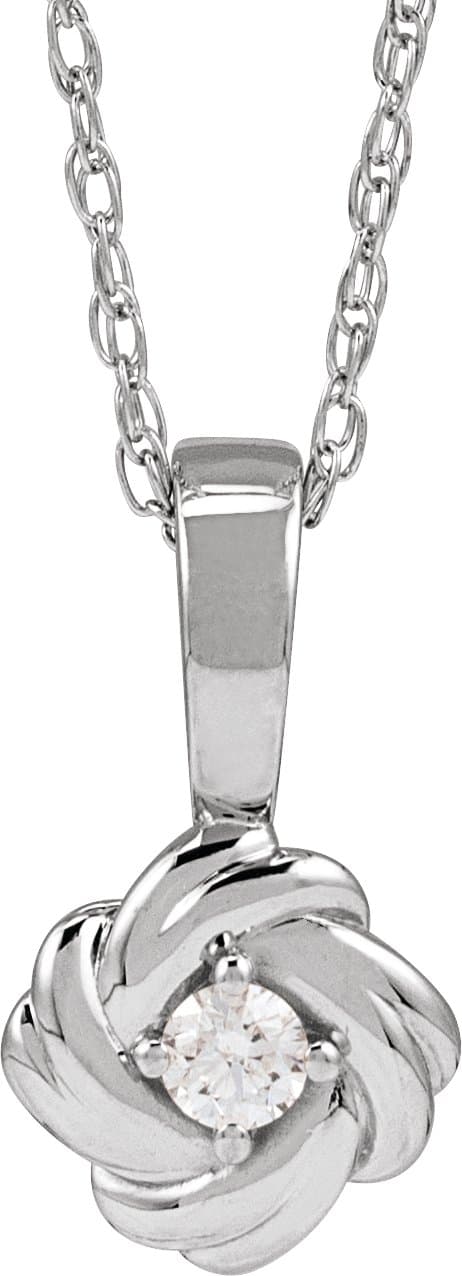 14K Rose 1/10 CT Natural Diamond Knot 18 Necklace