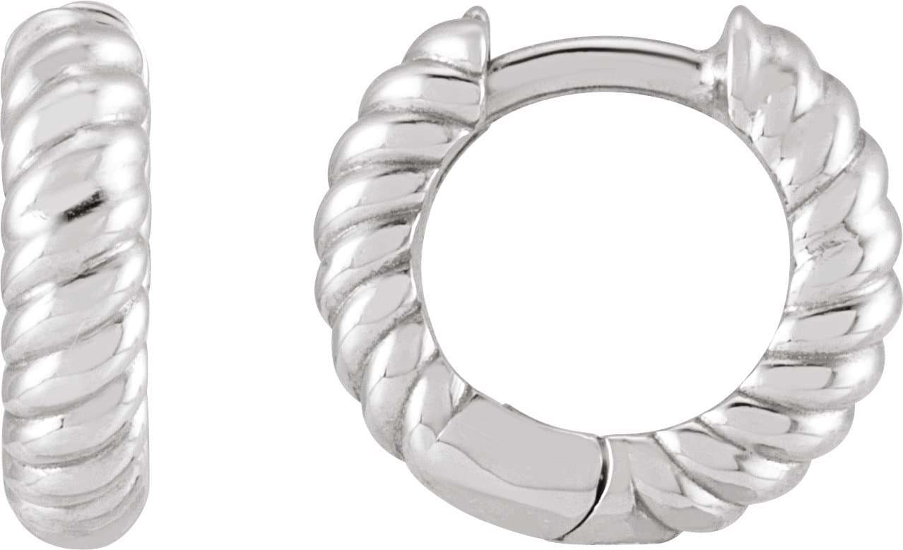 14K Rose Hinged Rope Hoop Earrings