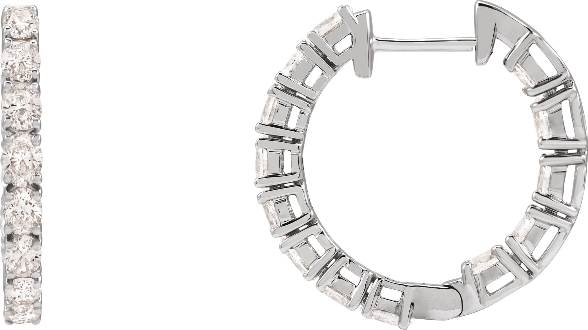 14K Yellow Gold 2 5/8 CTW Natural Diamond Inside-Outside 20.6 mm Hoop Earrings