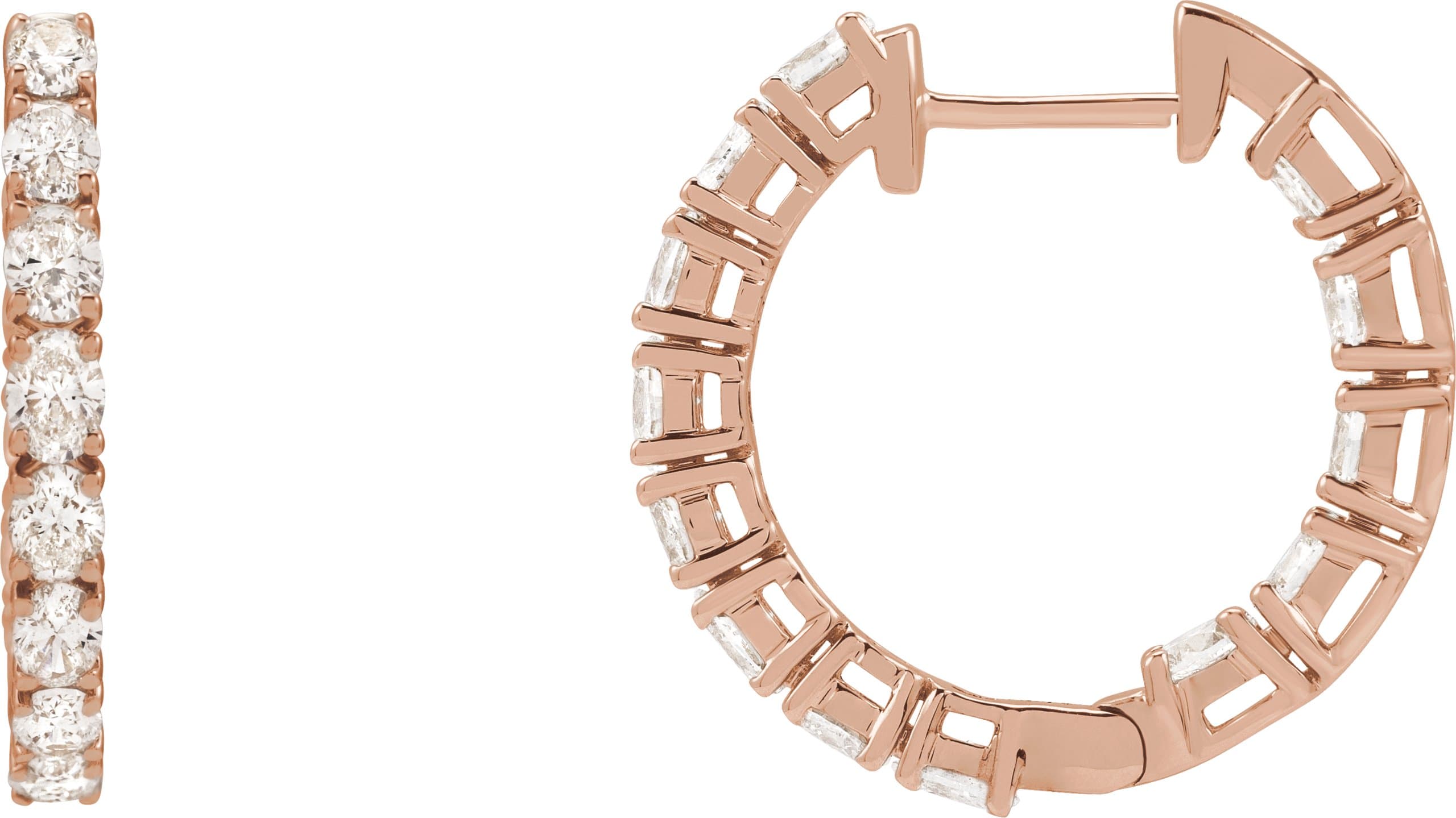 14K Rose 2 5/8 CTW Lab-Grown Diamond Inside-Outside 20.6 mm Hoop Earrings