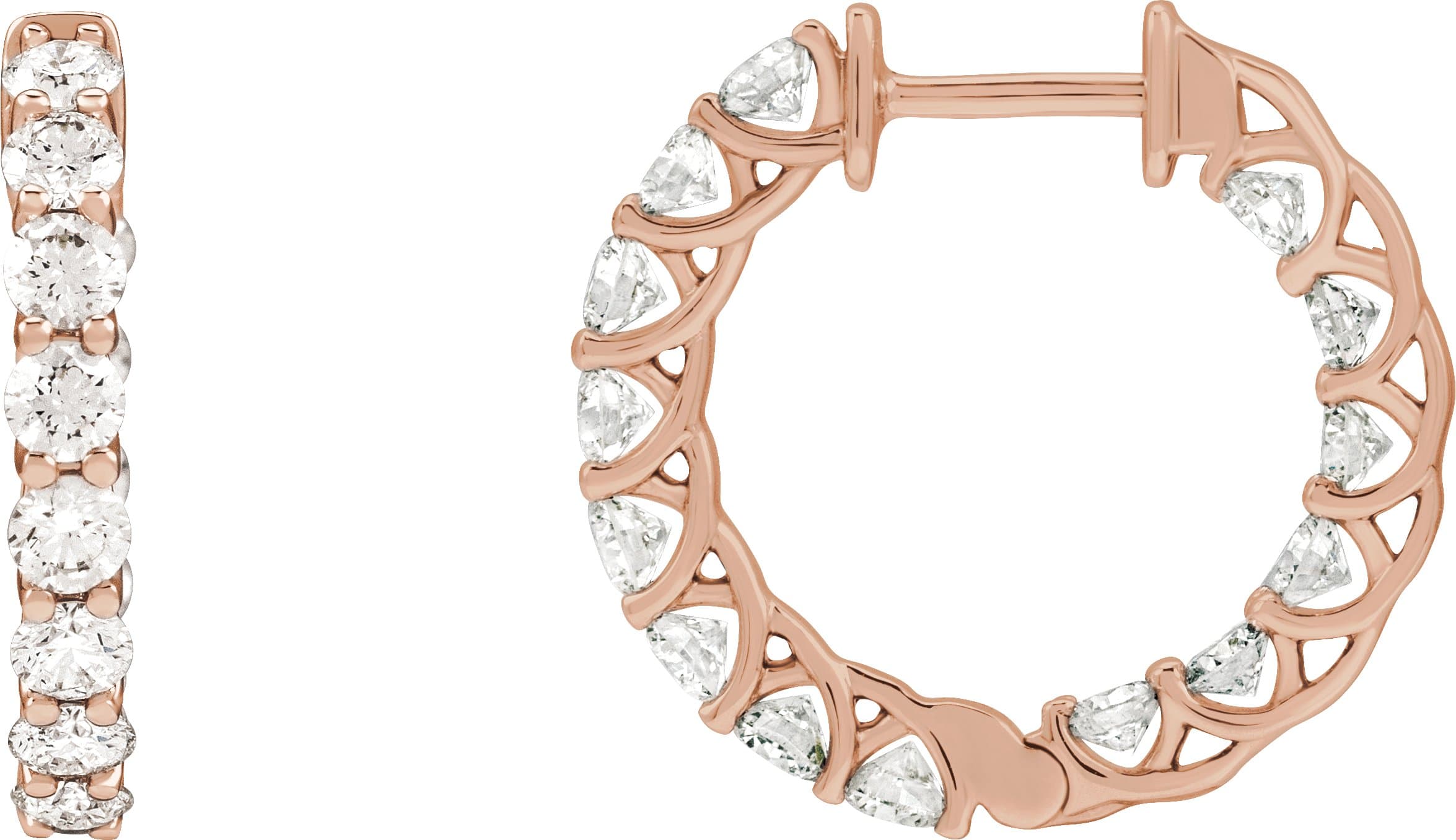 14K Yellow Gold 2 1/5 CTW Natural Diamond Inside-Outside 19.7 mm Hoop Earrings