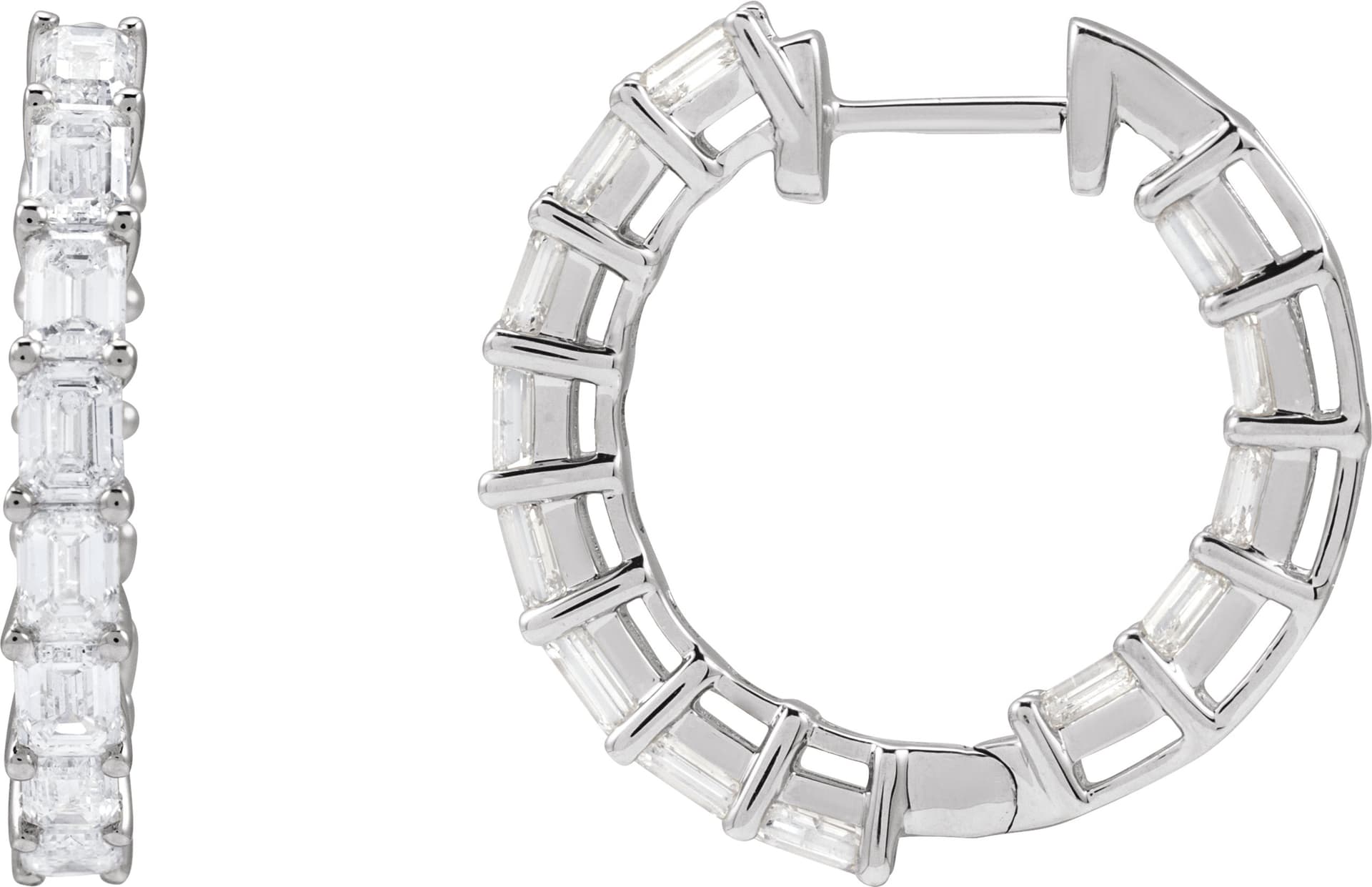14K Yellow Gold 3 CTW Natural Diamond Inside-Outside 21.2 mm Hoop Earrings
