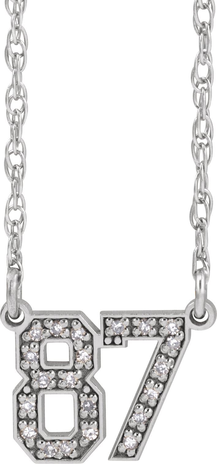 10K White Gold Natural Diamond 1-2 Numeral 16-18" Necklace