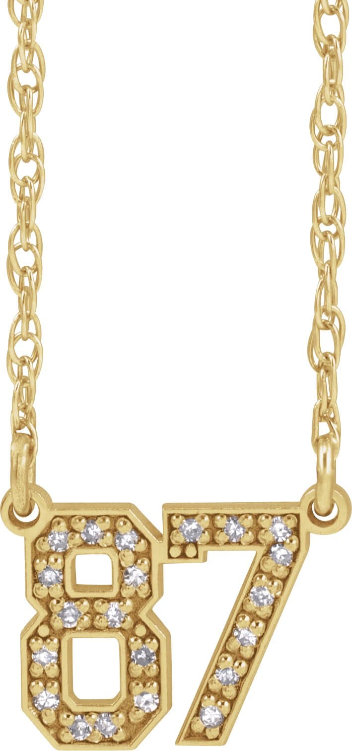 10K White Gold Natural Diamond 1-2 Numeral 16-18" Necklace