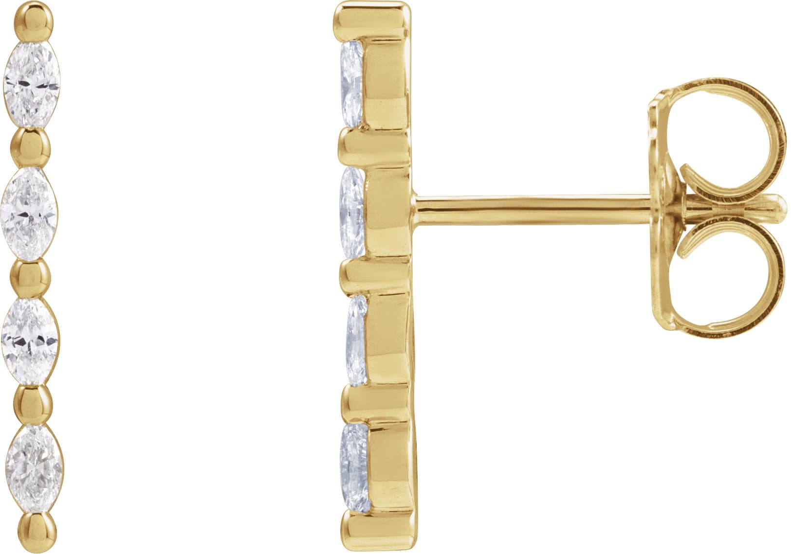 14K Rose 1/6 CTW Natural Diamond Bar Earring