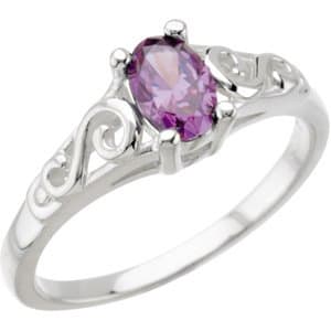 14K White April Youth Imitation Birthstone Ring