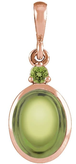 14K Rose 10x8 mm Natural White Opal & .03 CT Natural Diamond 16-18 Necklace