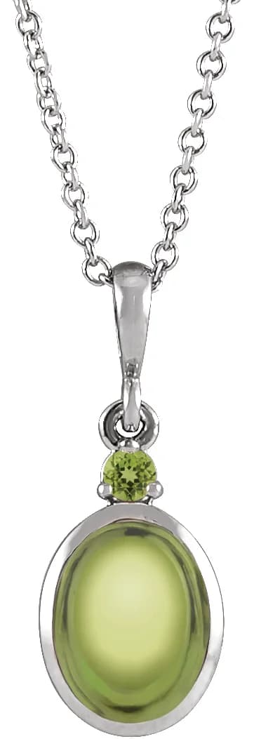 Sterling Silver 5x3 mm Natural Peridot 16-18" Necklace