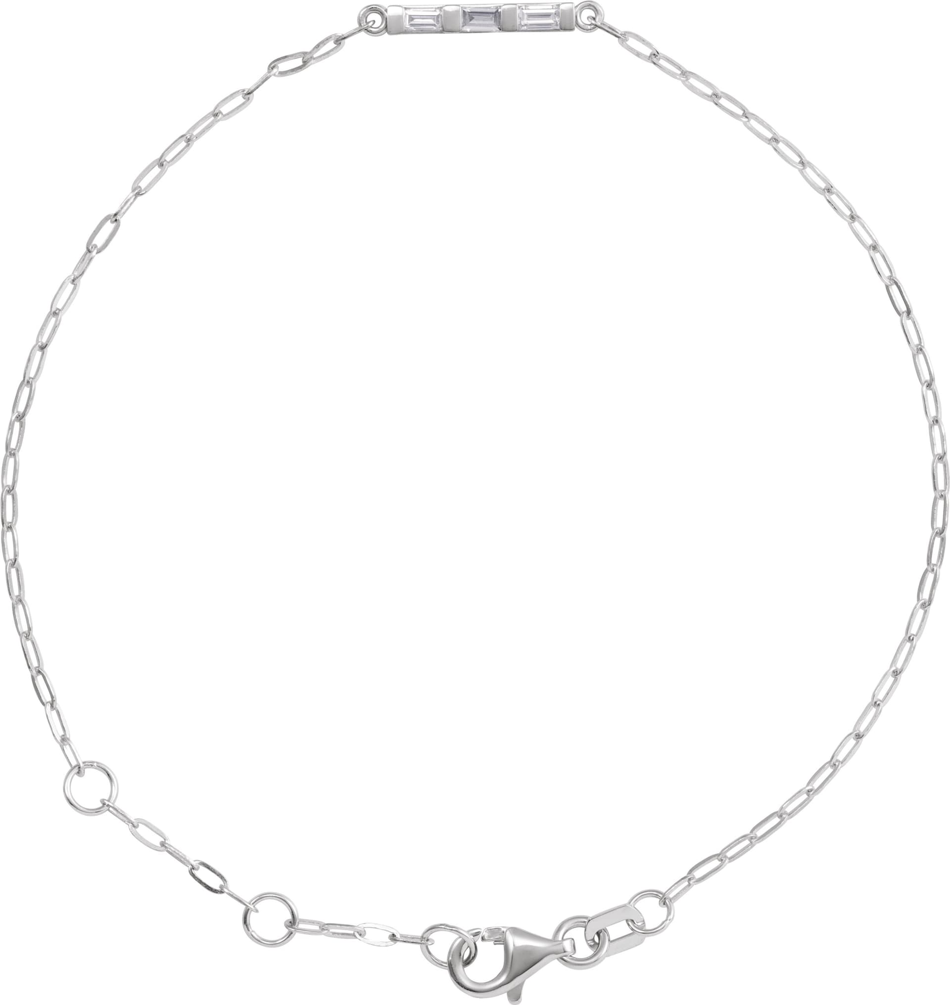 14K White 1/3 CTW Natural Diamond Five-Stone Bar 6-7 1/2" Link Bracelet