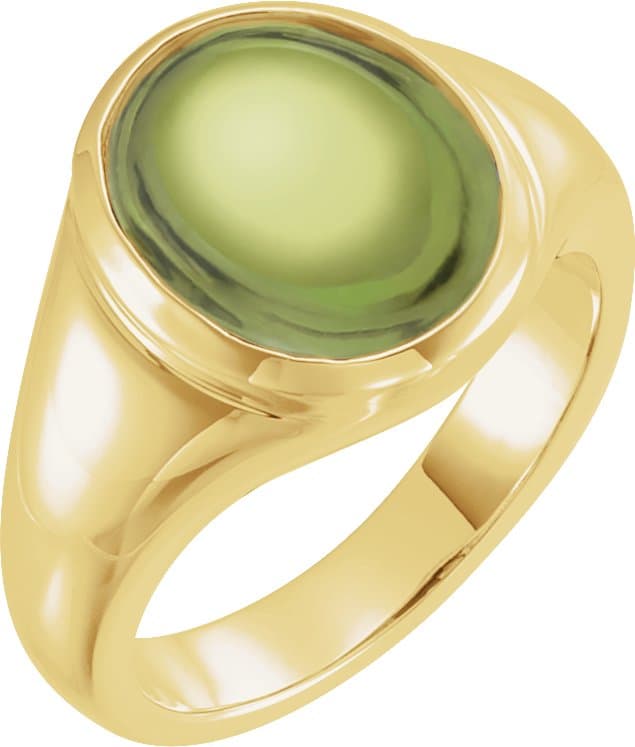 14K White 10x8 mm Natural Moss Agate Ring