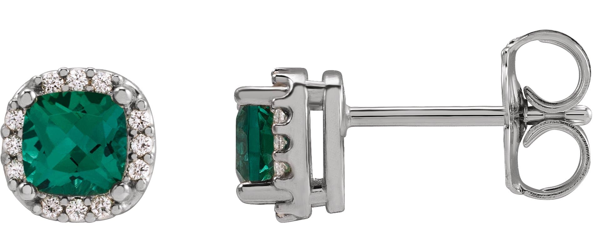 14K Rose Lab-Grown Alexandrite & .06 CTW Natural Diamond Halo-Style Earrings
