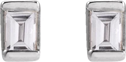 Straight Baguette Channel-Set Stud Earrings, view 3