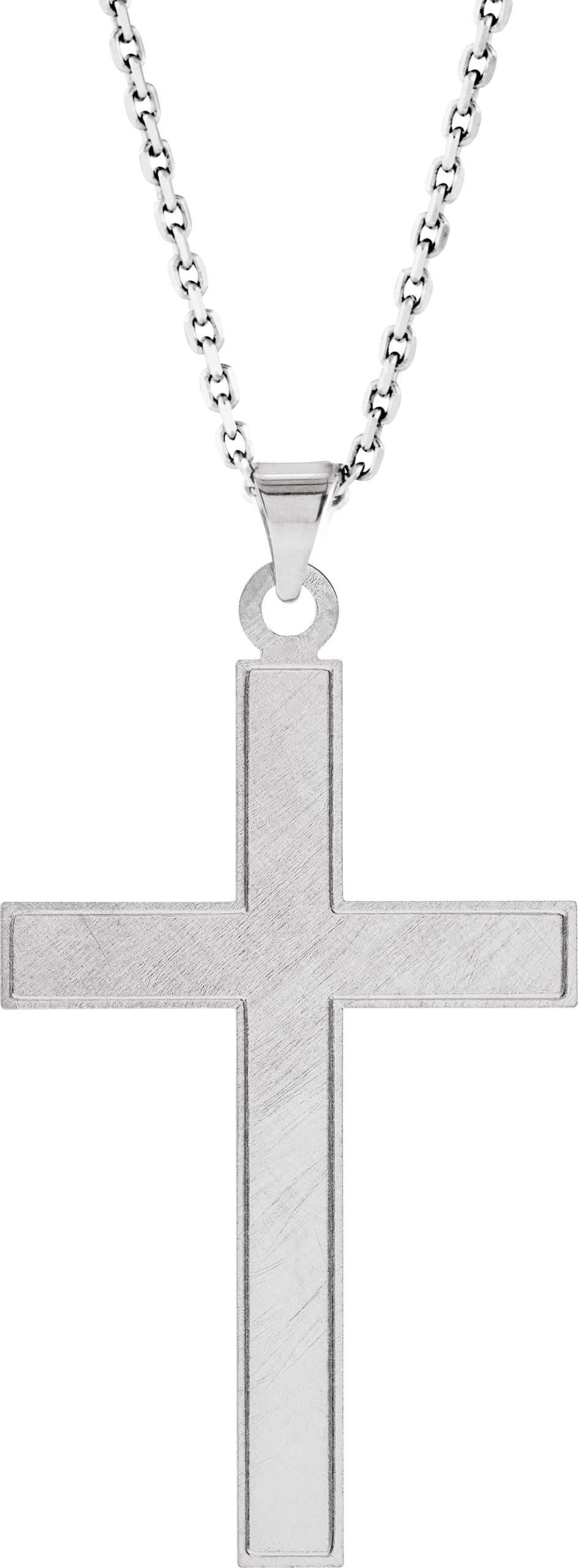 14K White 21.5x12 mm Cross 18 Necklace