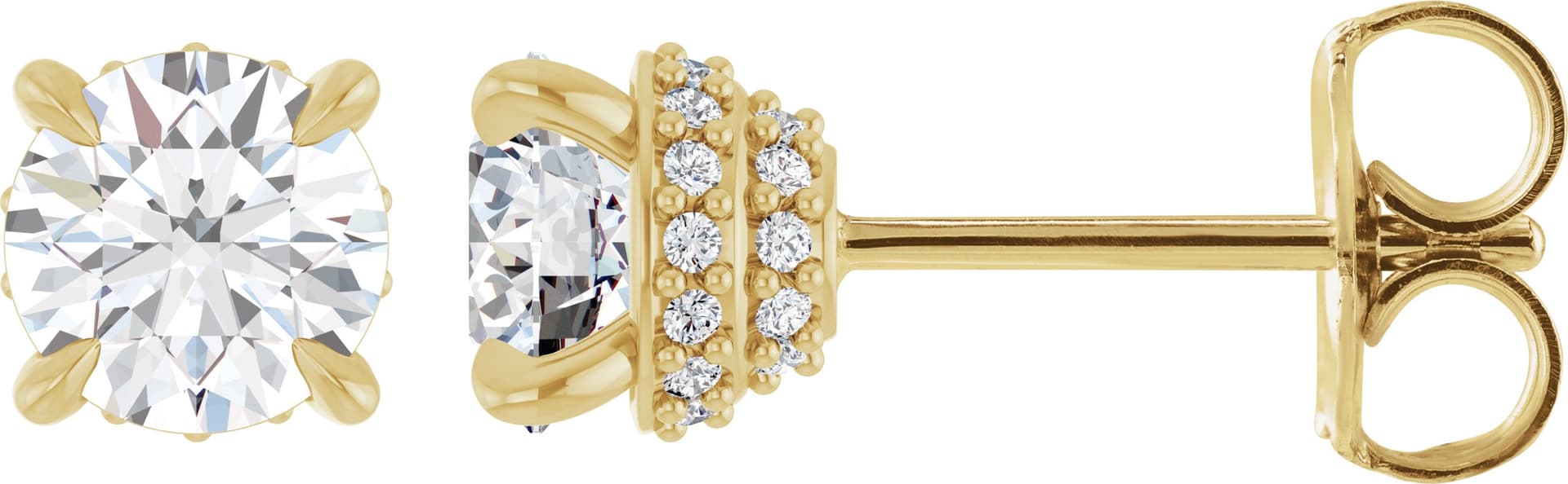 14K Rose 1/2 CTW Natural Diamond Hidden Halo Earrings