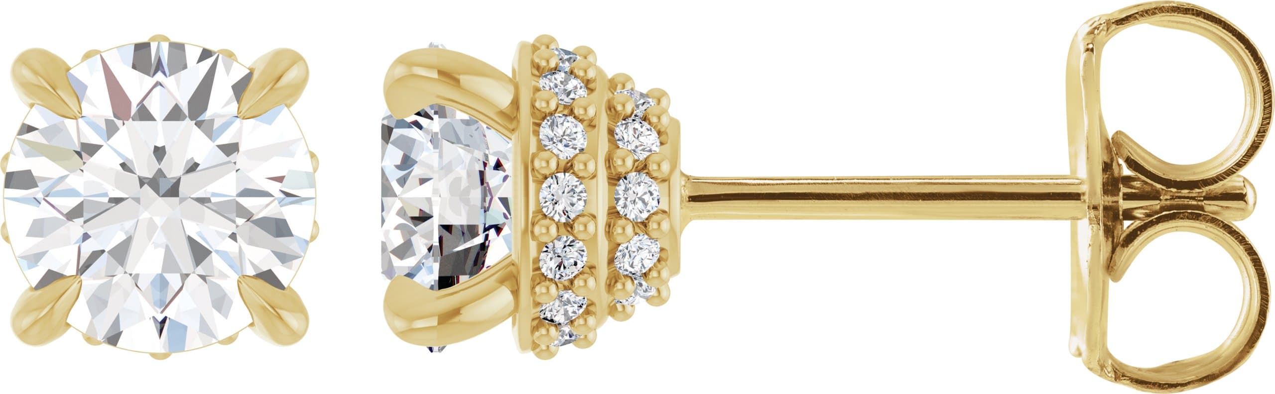 14K Rose 1/2 CTW Natural Diamond Hidden Halo Earrings