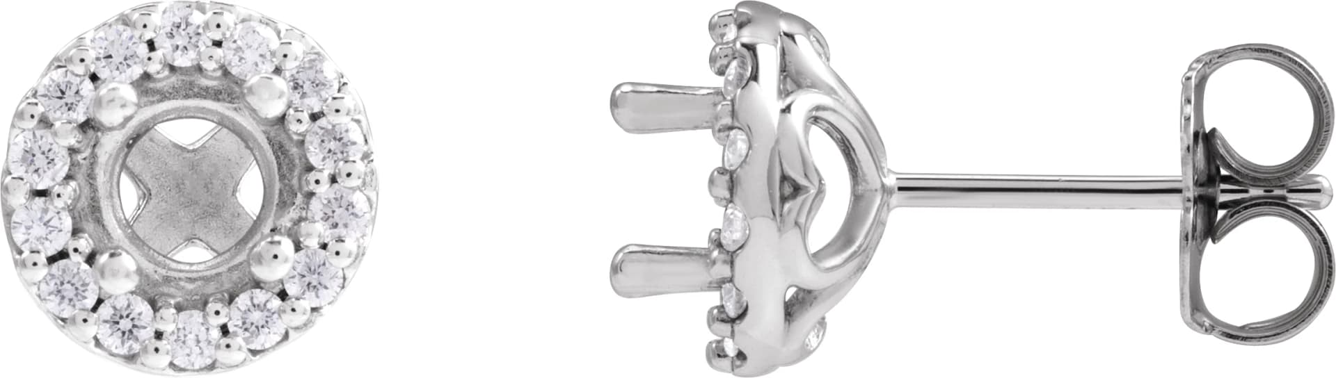 Round 4-Prong Halo-Style Earrings, view 2
