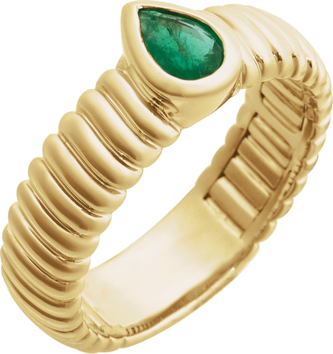 14K Rose Natural Emerald Ring