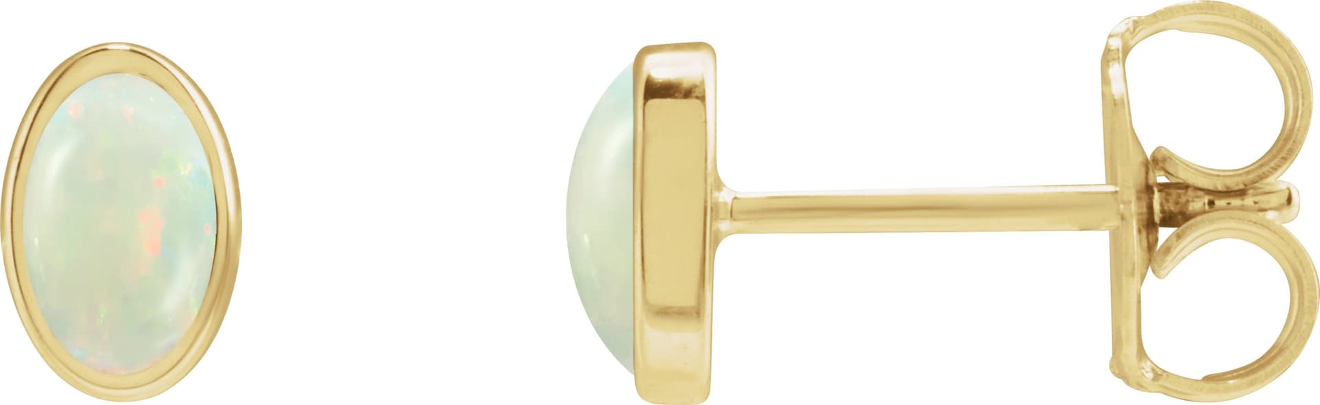 14K Rose Lab-Grown White Opal Earrings
