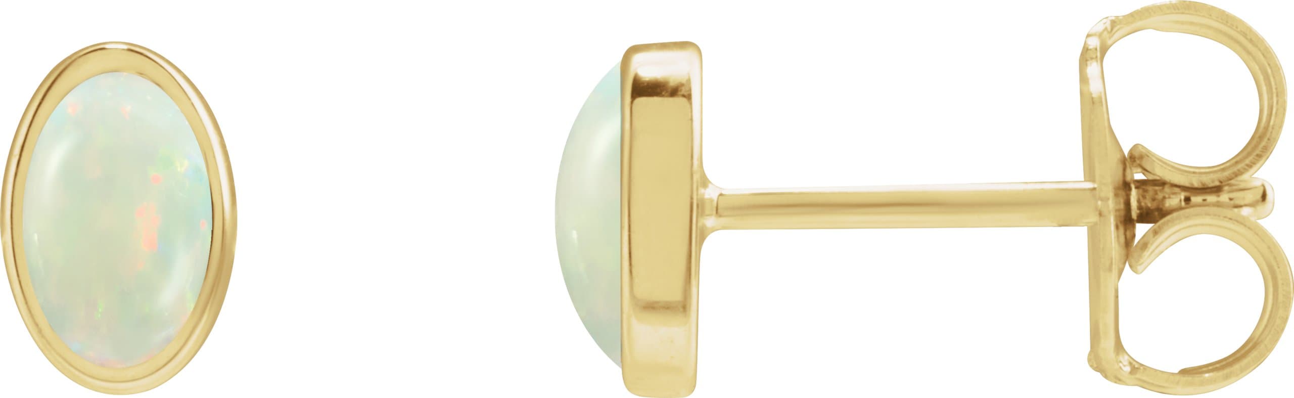 14K Rose Lab-Grown White Opal Earrings