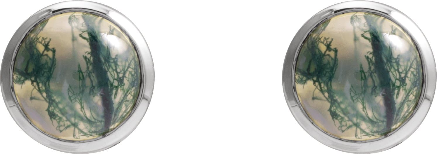 Round Bezel-Set Cabochon Earrings view 2