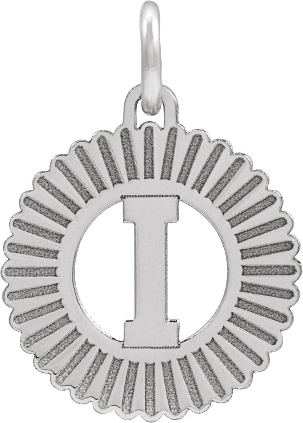 10K White Gold Initial A Sunburst Pendant