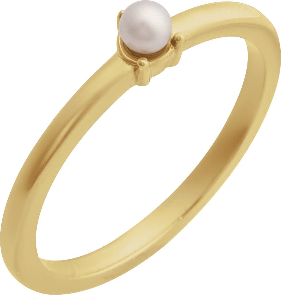 Platinum Cultured White Seed Pearl Ring