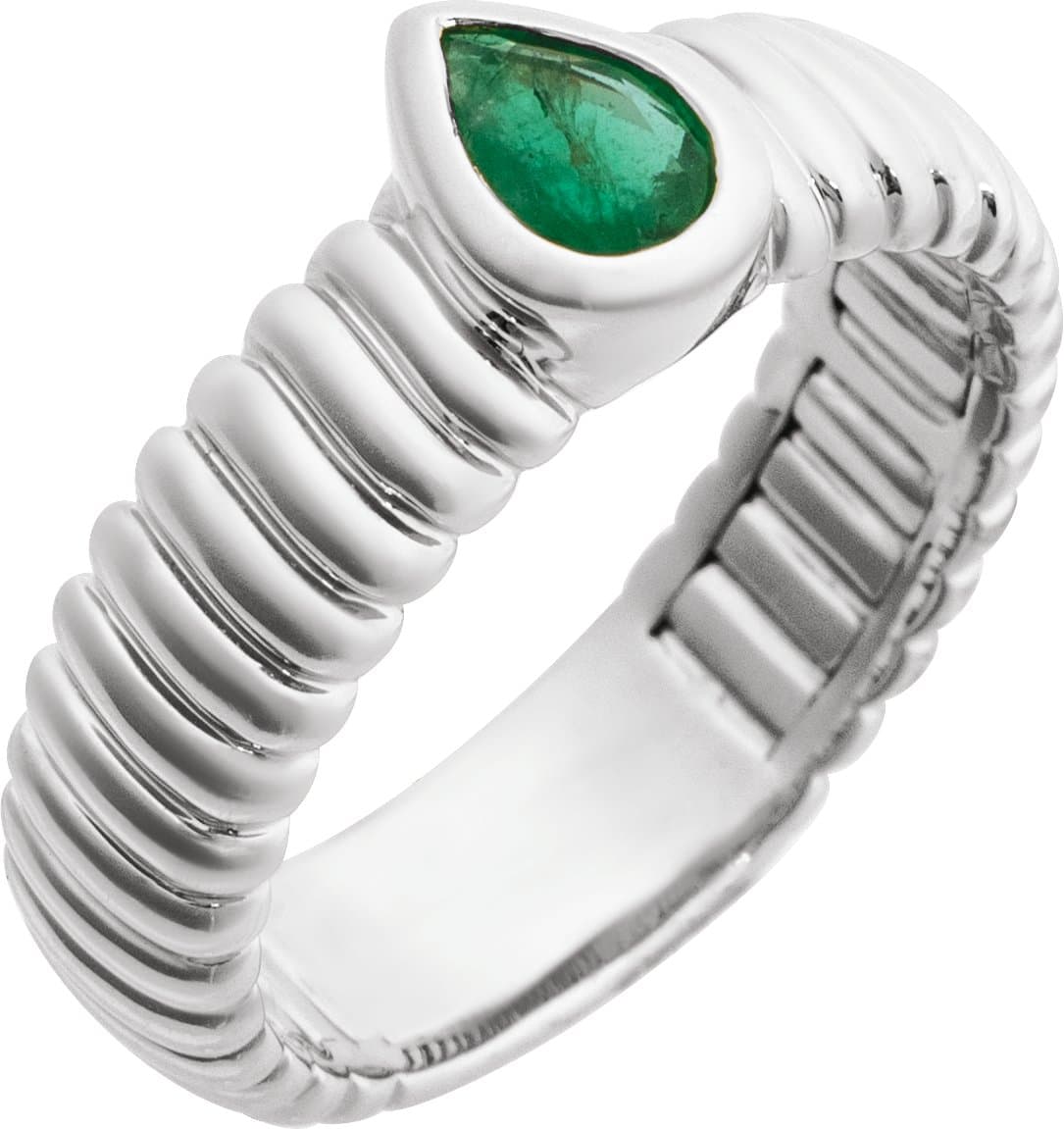 14K Rose Natural Emerald Ring