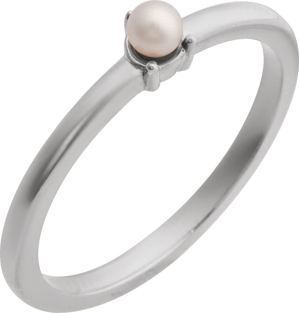 Platinum Cultured White Seed Pearl Ring