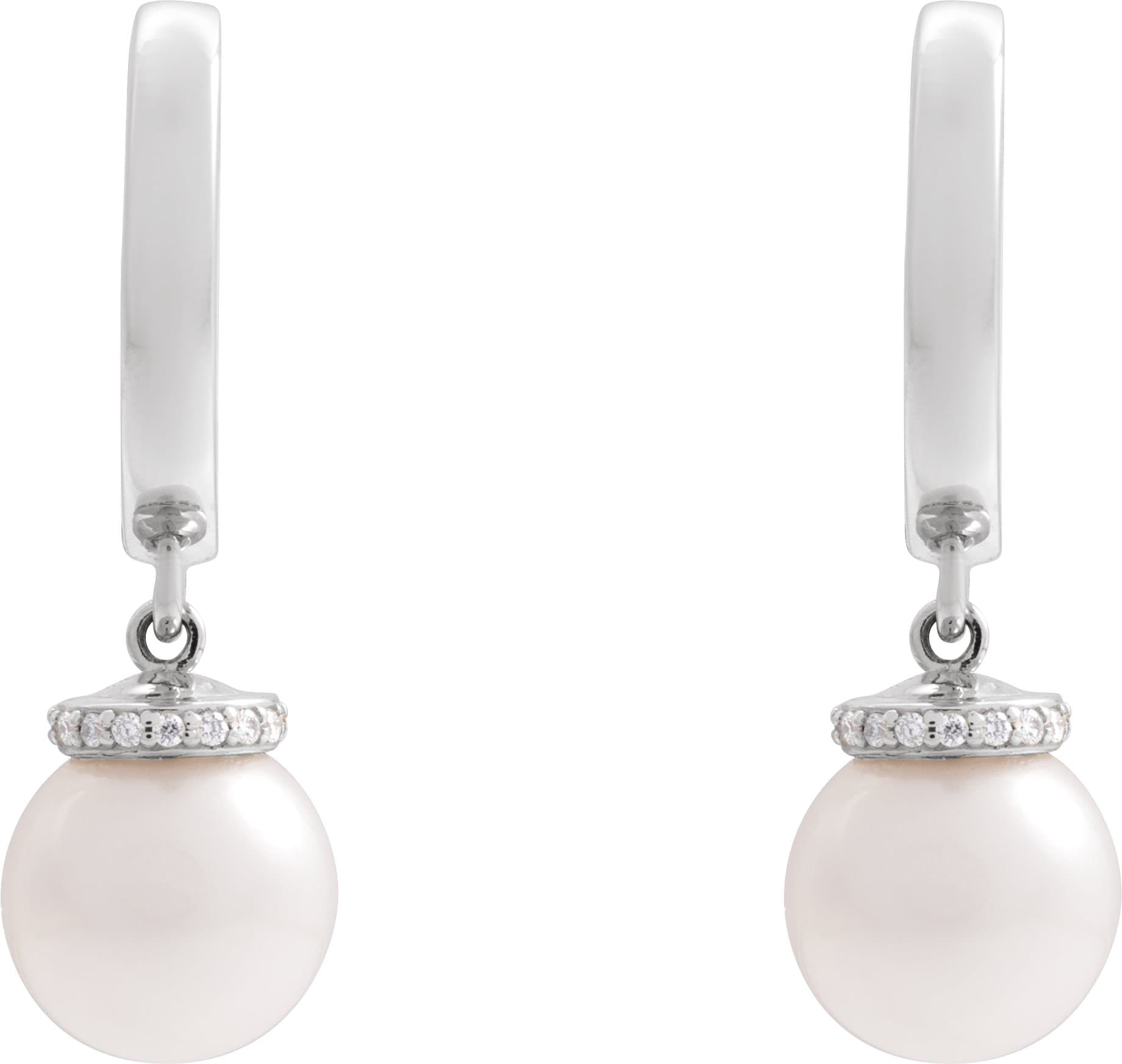 Accented Pearl Hoop Earrings view 2