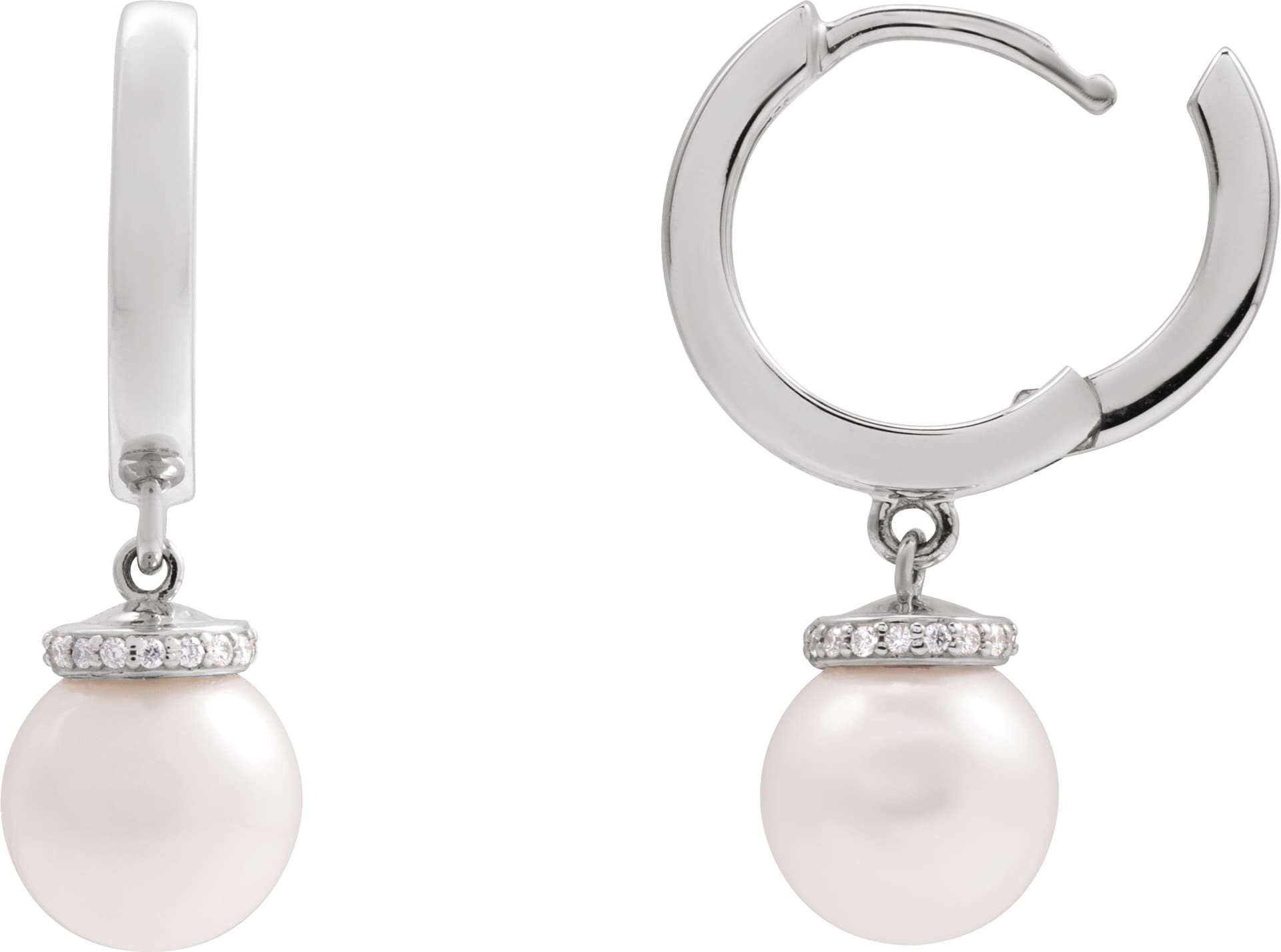 Accented Pearl Hoop Earrings view 3