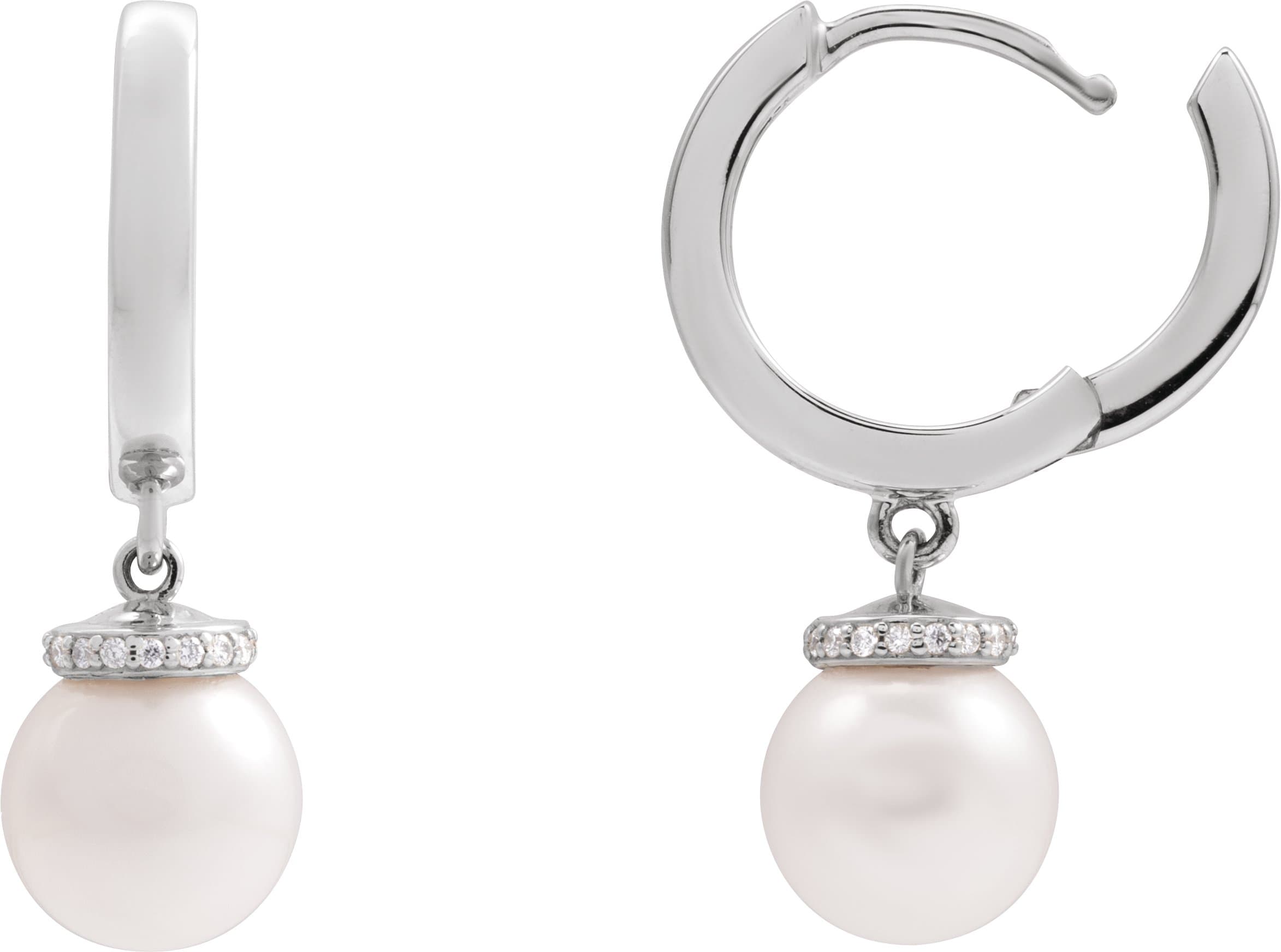 Accented Pearl Hoop Earrings view 3