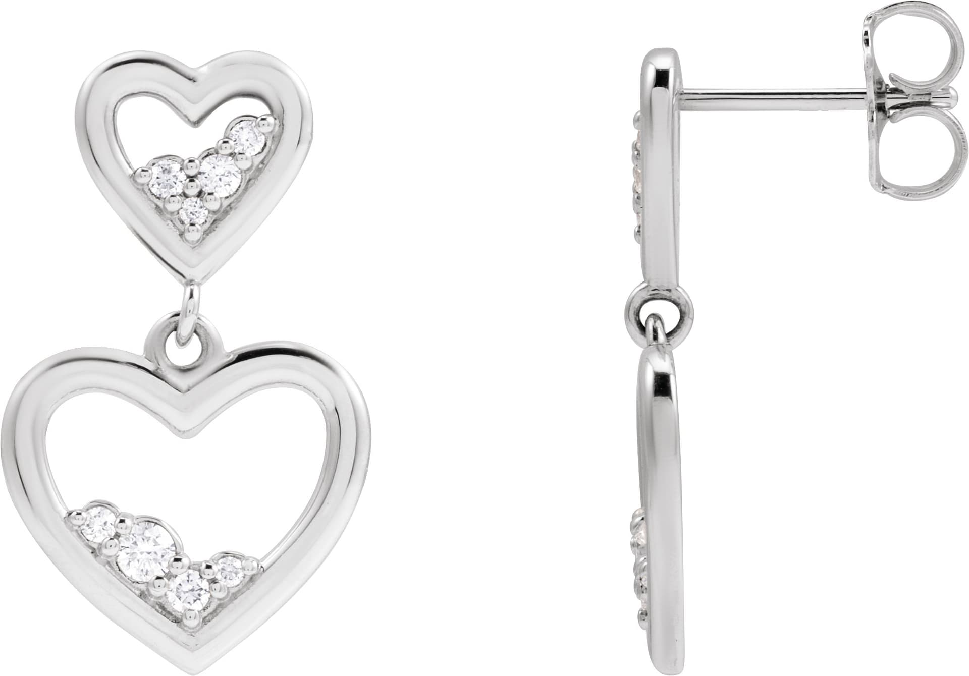 Platinum 1/5 CTW Natural Diamond Heart Earrings