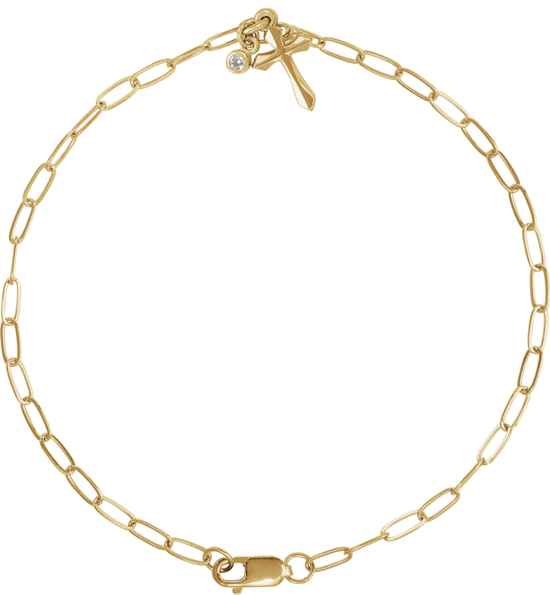 14K White .03 CTW Natural Diamond Cross Charm 7 Bracelet