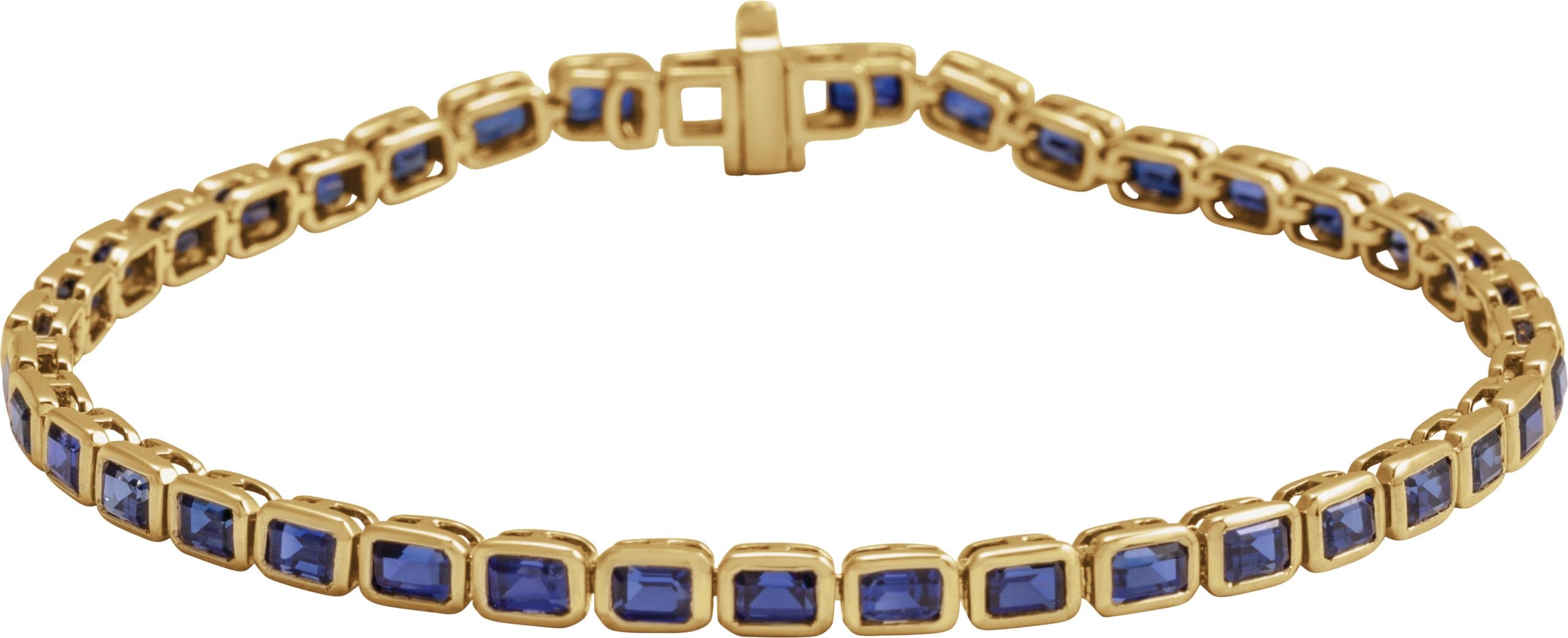 14K White Lab-Grown Blue Sapphire Line 7" Bracelet
