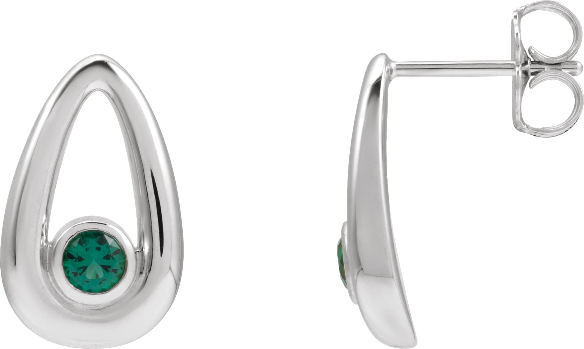 14K Rose Lab-Grown Emerald Geometric Earrings
