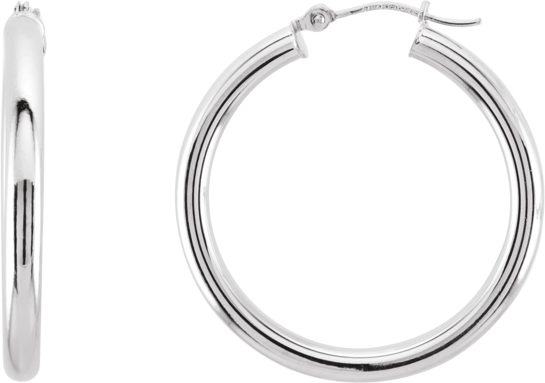 14K Rose Tube 15 mm Hoop Earrings